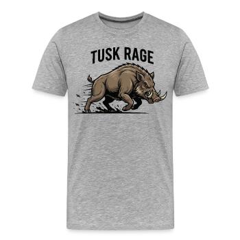Tusk Rage Wildschweinstärke - Männer Premium Bio T-Shirt - Grau meliert - Vorne - Damien (186cm)