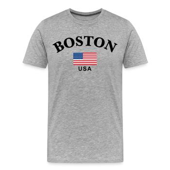 Boston, USA - Männer Premium Bio T-Shirt - Grau meliert - Vorne - Damien (186cm)