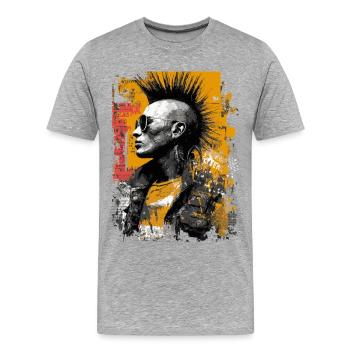 Punk with mohawk - Men's Premium Organic T-Shirt - heather grey - Front - Damien (186cm)