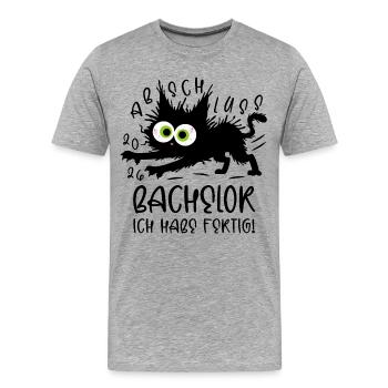 Licence 2026, j’en ai fini ! Cat - T-shirt bio Premium Homme - gris chiné - Devant - Damien (186cm)
