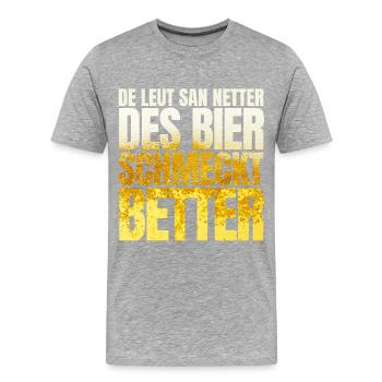 Tyrol Beer tastes better - Men's Premium Organic T-Shirt - heather grey - Front - Damien (186cm)