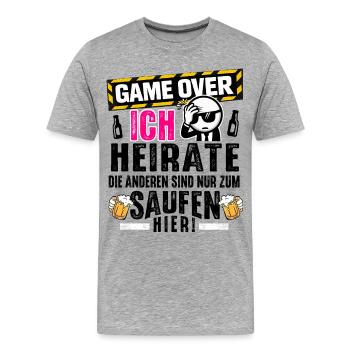 Déguisement de marié Enterrement de vie de garçon T-shirt Hommes Enterrement de vie de garçon - T-shirt bio Premium Homme - gris chiné - Devant - Damien (186cm)