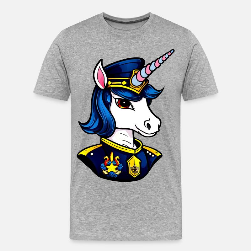 Polizei Einhorn - Männer Premium Bio T-Shirt - Grau meliert