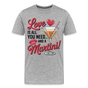 Love and Martini - Cadeau de cocktail - T-shirt bio Premium Homme - gris chiné - Devant - Damien (186cm)