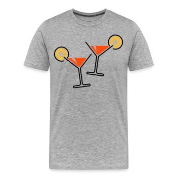 2 Cocktailgläser / Cocktail / Martini + (Orange) - Männer Premium Bio T-Shirt - Grau meliert - Vorne - Damien (186cm)