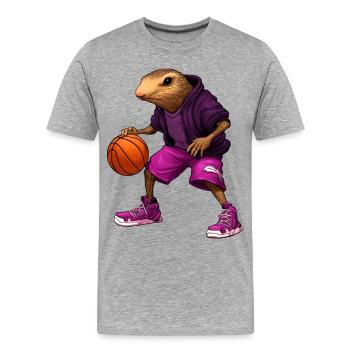 Basket-taupes - T-shirt bio Premium Homme - gris chiné - Devant - Damien (186cm)