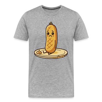 Sad sausage, sausage on the plate - Men's Premium Organic T-Shirt - heather grey - Front - Damien (186cm)