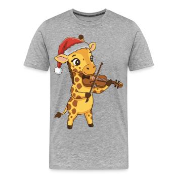 Tourfe de Noël Animal jouant du violon - T-shirt bio Premium Homme - gris chiné - Devant - Damien (186cm)