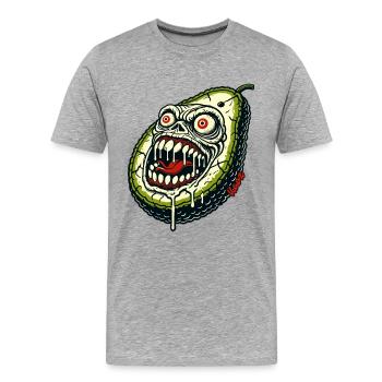 Avocat monstre effrayant - T-shirt bio Premium Homme - gris chiné - Devant - Damien (186cm)