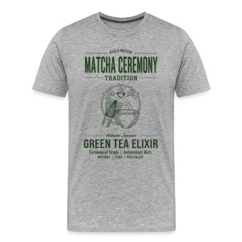 Matcha Ceremony Tradition Green Tea Elixir Kyoto - Men's Premium Organic T-Shirt - heather grey - Front - Damien (186cm)