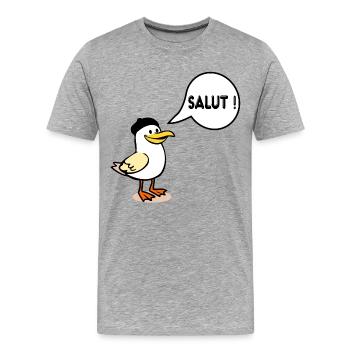Möwenmütze Hi - Männer Premium Bio T-Shirt - Grau meliert - Vorne - Damien (186cm)