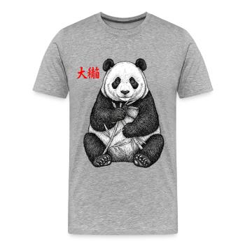 Panda asiatique - T-shirt bio Premium Homme - gris chiné - Devant - Damien (186cm)