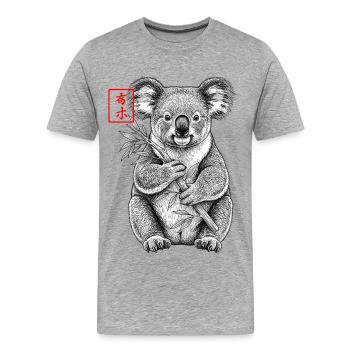 Koala asiatique - T-shirt bio Premium Homme - gris chiné - Devant - Damien (186cm)