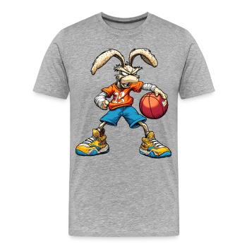 Bunny Basketball / Rabbit Baller - Men's Premium Organic T-Shirt - heather grey - Front - Damien (186cm)
