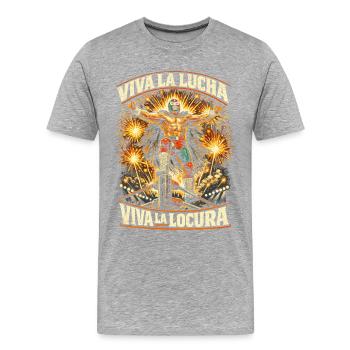 Lucha Libre Luchador Viva La Lucha Locura - Männer Premium Bio T-Shirt - Grau meliert - Vorne - Damien (186cm)