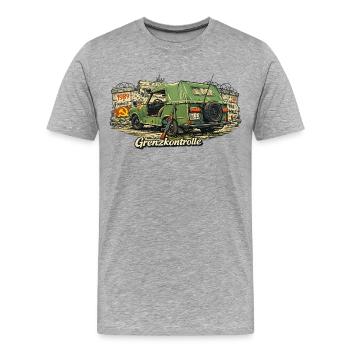 Grenzkontrolle Vintage Auto Symbolik - Männer Premium Bio T-Shirt - Grau meliert - Vorne - Damien (186cm)