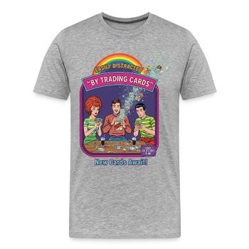 Facilement distrait par les cartes à collectionner De nouvelles cartes vous attendent - T-shirt bio Premium Homme - gris chiné - Devant - Damien (186cm)