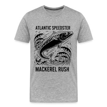 Seefischen, Makrelen, Makrelenrausch, Rausch - Männer Premium Bio T-Shirt - Grau meliert - Vorne - Damien (186cm)