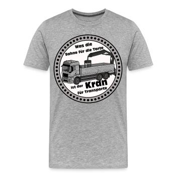Transport de grues : Crème pour le gâteau - T-shirt bio Premium Homme - gris chiné - Devant - Damien (186cm)