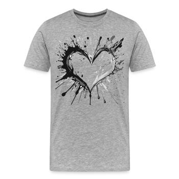Éclaboussures de cœur d’encre - T-shirt bio Premium Homme - gris chiné - Devant - Damien (186cm)