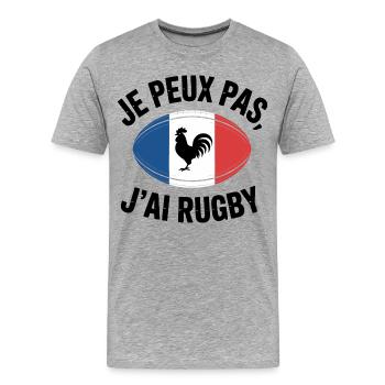J'peux Pas J'ai trop trop La Flemme - T-shirt bio Premium Homme - gris chiné - Devant - Damien (186cm)