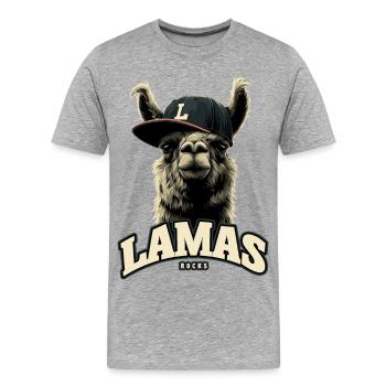 Jupes Lamas - T-shirt bio Premium Homme - gris chiné - Devant - Damien (186cm)
