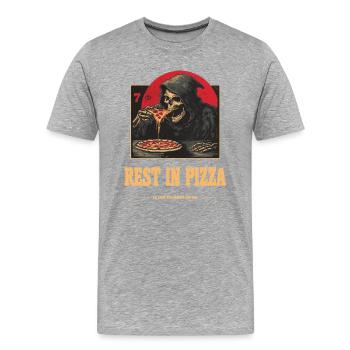 Rest in Pizza - Männer Premium Bio T-Shirt - Grau meliert - Vorne - Damien (186cm)