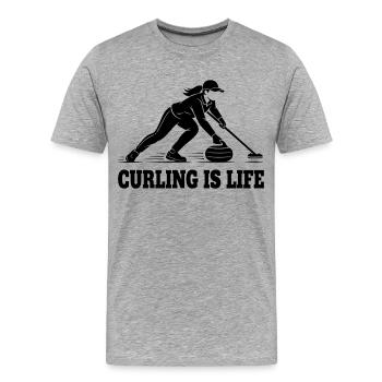 Curling  Is Life Wintersport Fan - Männer Premium Bio T-Shirt - Grau meliert - Vorne - Damien (186cm)