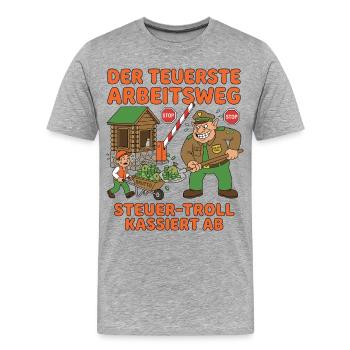 Der Teuerste Arbeitsweg - Männer Premium Bio T-Shirt - Grau meliert - Vorne - Damien (186cm)