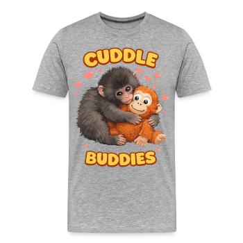 Frappe le singe - T-shirt bio Premium Homme - gris chiné - Devant - Damien (186cm)