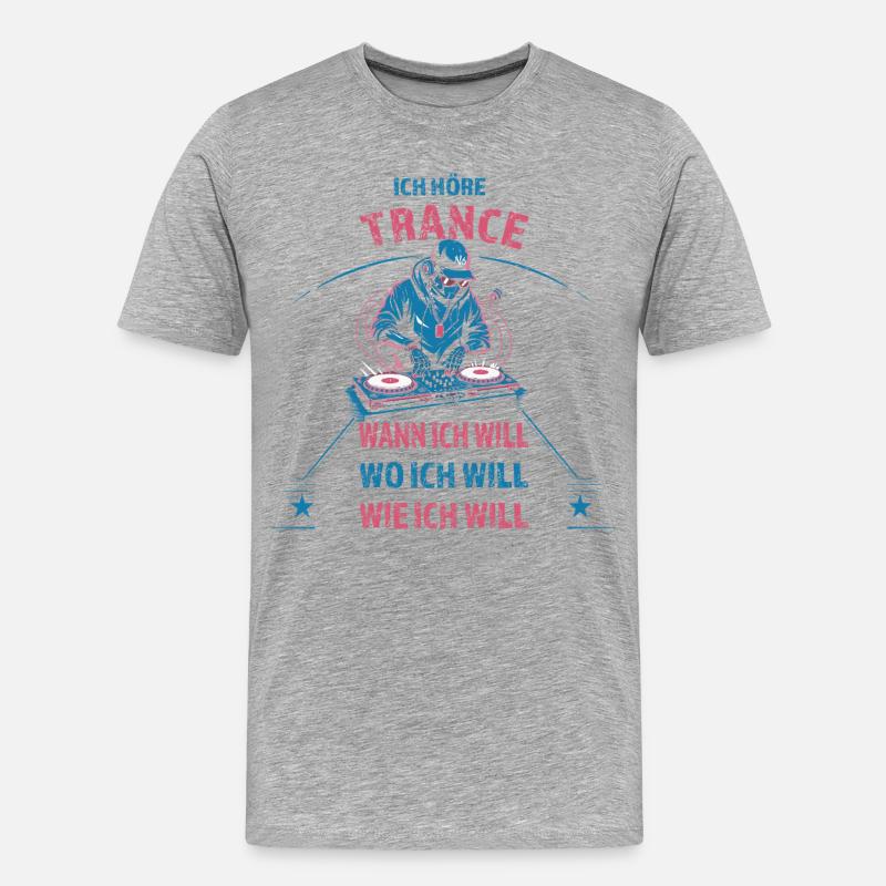 Ich höre Techno wann ich will - Männer Premium Bio T-Shirt - Grau meliert