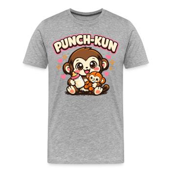Monkey Punch - Kawaii - Men's Premium Organic T-Shirt - heather grey - Front - Damien (186cm)