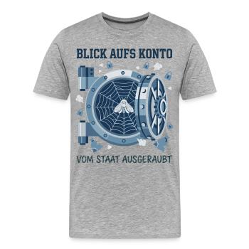 Vue du compte volé par l’État - T-shirt bio Premium Homme - gris chiné - Devant - Damien (186cm)