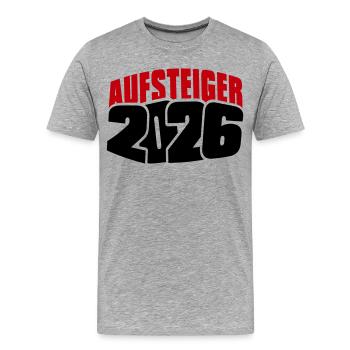 Aufsteiger 2026 Aufstieg - Männer Premium Bio T-Shirt - Grau meliert - Vorne - Damien (186cm)