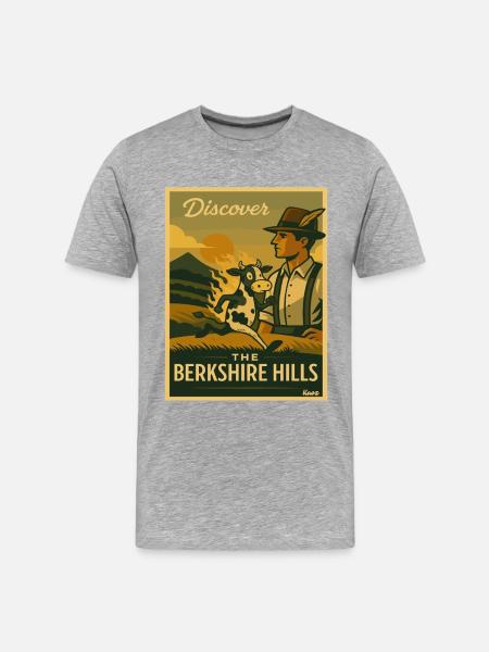 Discover the Berkshire Hills Retro Poster - Men's Premium Organic T-Shirt - heather grey