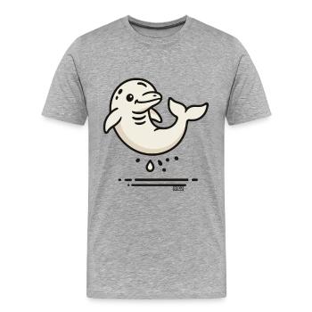 Dauphin mignon dans le style comic - T-shirt bio Premium Homme - gris chiné - Devant - Damien (186cm)