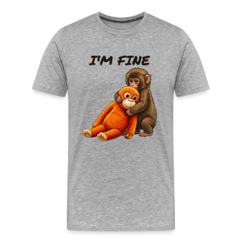 Baby Monkey Punch Meme - Männer Premium Bio T-Shirt - Grau meliert - Vorne - Damien (186cm)