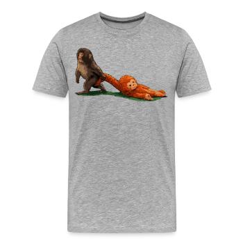 Frappe le singe - T-shirt bio Premium Homme - gris chiné - Devant - Damien (186cm)