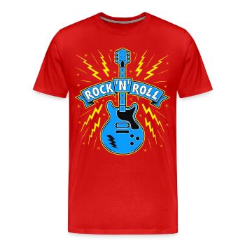 Rock 'n' Roll Gitarre - Männer Premium Bio T-Shirt - Rot - Vorne - Damien (186cm)