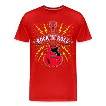 Rock 'n' Roll Gitarre - Männer Premium Bio T-Shirt - Rot - Vorne - Damien (186cm)