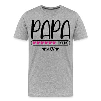 Papa 2027 chargeant avec barre de chargement au cœur - T-shirt bio Premium Homme - gris chiné - Devant - Damien (186cm)