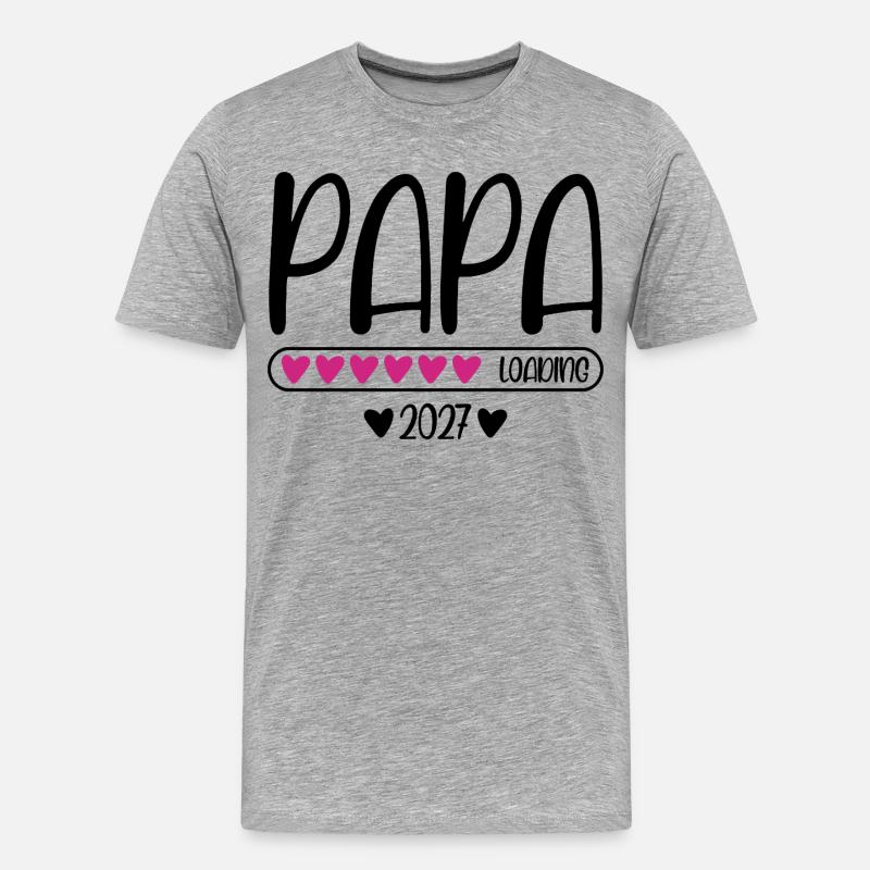 Papa 2027 loading mit Herzchen Ladebalken - Männer Premium Bio T-Shirt - Grau meliert