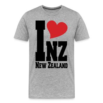 I Love New Zealand NZ Proud New Zealander Heart - Men's Premium Organic T-Shirt - heather grey - Front - Damien (186cm)