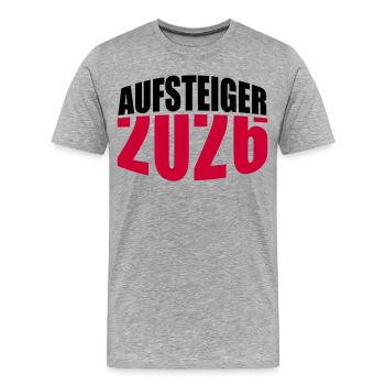 Aufsteiger 2026 Aufstieg - Männer Premium Bio T-Shirt - Grau meliert - Vorne - Damien (186cm)