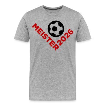 Meister 2026 Meisterschaft - Männer Premium Bio T-Shirt - Grau meliert - Vorne - Damien (186cm)