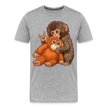 Monkey Punch Affe Süß Geschenk - Männer Premium Bio T-Shirt - Grau meliert - Vorne - Damien (186cm)