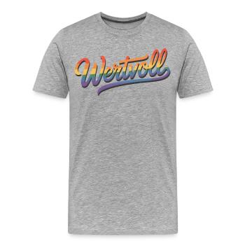 Wertvoll - Menschenwürde LGBT Regenbogen Gay Pride - Männer Premium Bio T-Shirt - Grau meliert - Vorne - Damien (186cm)