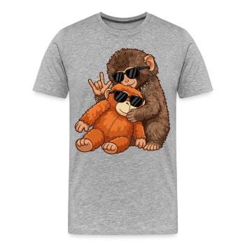 Affe Punch Rockmusik Lustig Geschenk - Männer Premium Bio T-Shirt - Grau meliert - Vorne - Damien (186cm)