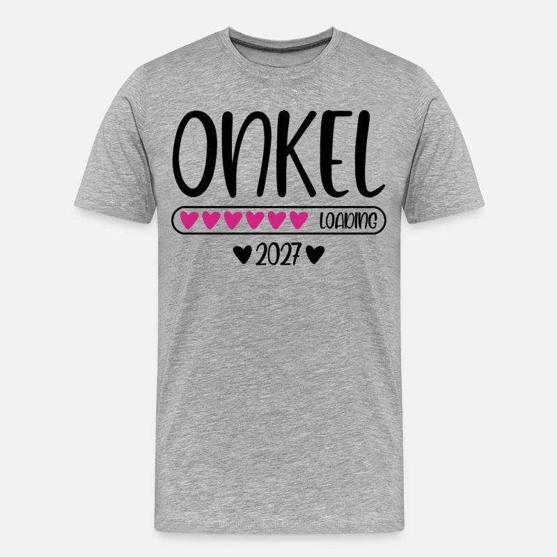 Onkel 2027 loading Herzchen Ladebalken - Männer Premium Bio T-Shirt - Grau meliert