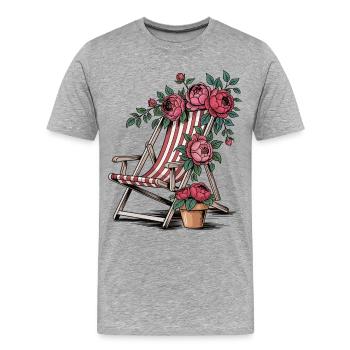 T-shirt de chaise longue vintage – Été et fleurs - T-shirt bio Premium Homme - gris chiné - Devant - Damien (186cm)